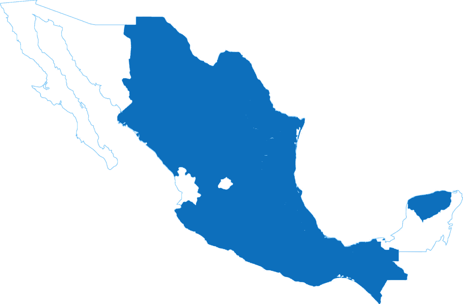 Mapa de México que representa la cobertura nacional de JYV